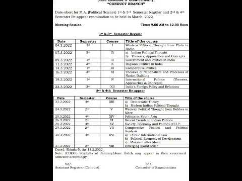 HPU PG Datesheet 2022|HPU PG Datesheet OUT| MA /M SC / M.COM/LLB/ Datesheet