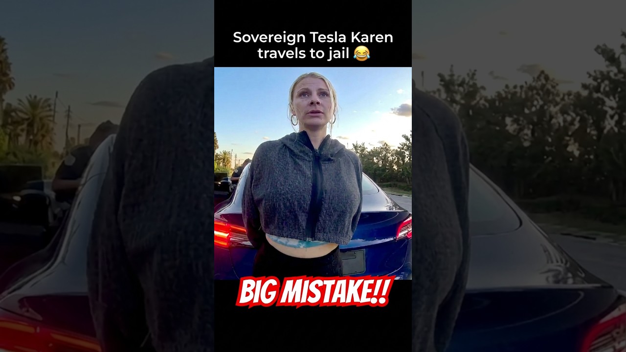Sovereign Tesla Karen Travels To Jail 😂 #cops #police