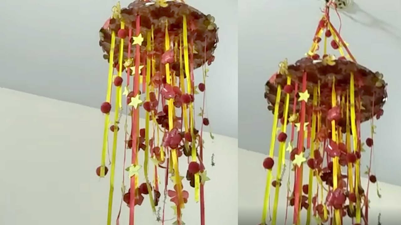 Home Made Easy Paper Jhumar Wall Hanging Decoration ideas YouTube