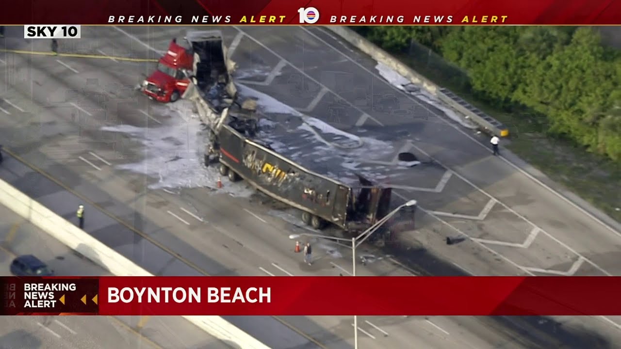 Fatal crash closes southbound lanes of I-95 in Boynton Beach - YouTube