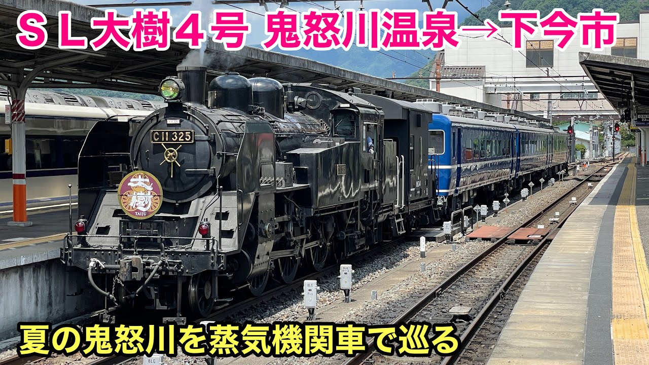 車窓】SL大樹4号 鬼怒川温泉→下今市 夏・右斜側 東武鉄道 C11 325