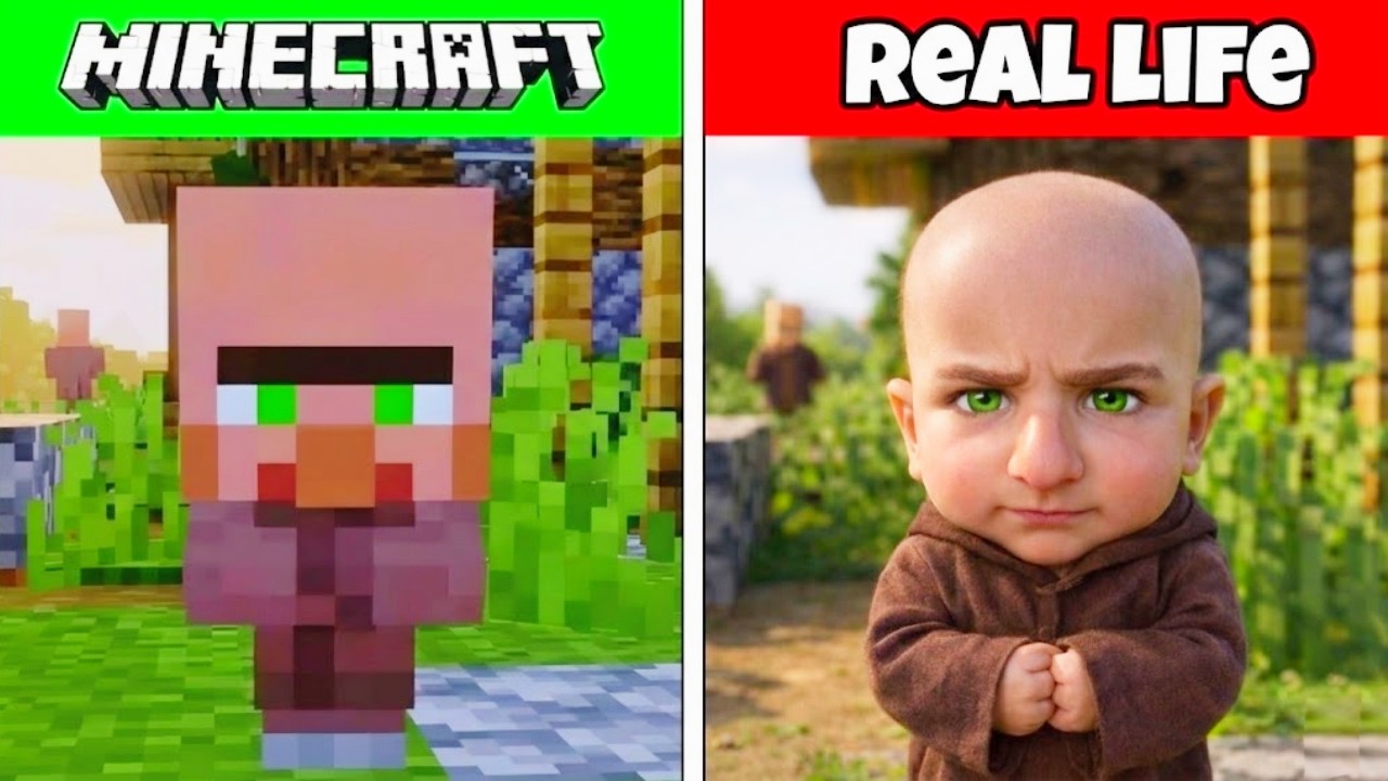 Minecraft Monster und Charaktere vs Real Life!