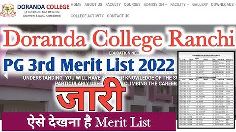 doranda college ranchi PG 3rd merit list // doranda college merit list kaise // @onlinevikash2025