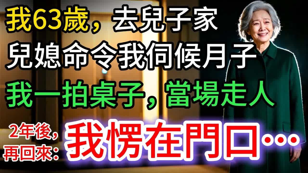 我63歲，兒媳說：必須妳來顧月子。她理所當然，我轉身離開，2年後再回來，我愣了…