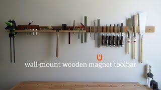 Wall mounted wooden magnet toolbar