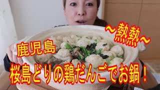 【プチ大食い】鹿児島・桜島どりの鶏だんごで熱熱お鍋作って食べたよ～【飯テロ】