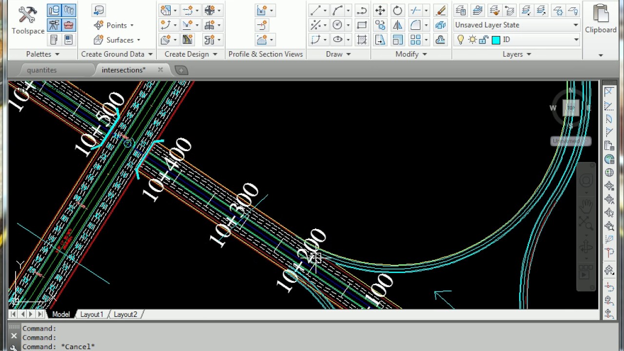 تعليم برنامج civil 3d المهندس احمد برعى لوحة INTERSECTIONS - YouTube