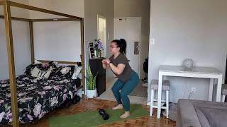 SQUAT HOPS OVER DB