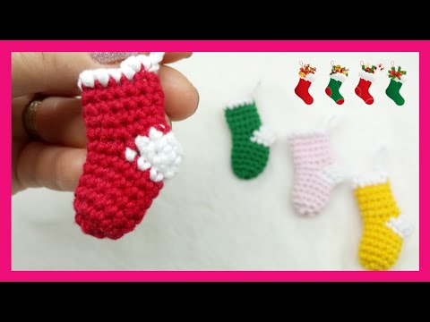 2022🎄DIY Crochet Christmas Ornament| Crochet Mini  Socks|10 DAKİKADA ÖR ✅Tığ işi Yılbaşı Çorabı