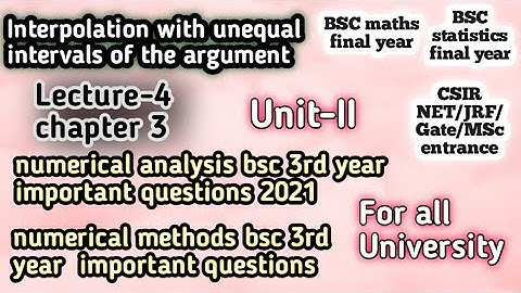 part1 ch 3 interpolation with unequal intervals|numerical analysis bsc 3rd year 3rd chapter|multiple