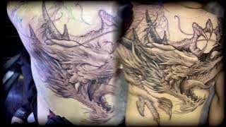 Dragon Tattoo done by Trung Tadashi Artist ( Full back tattoo - Freehand )