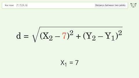 Find the distance between two points p1 (7,7) and p2 (9,3): Step-by-Step Video Solution
