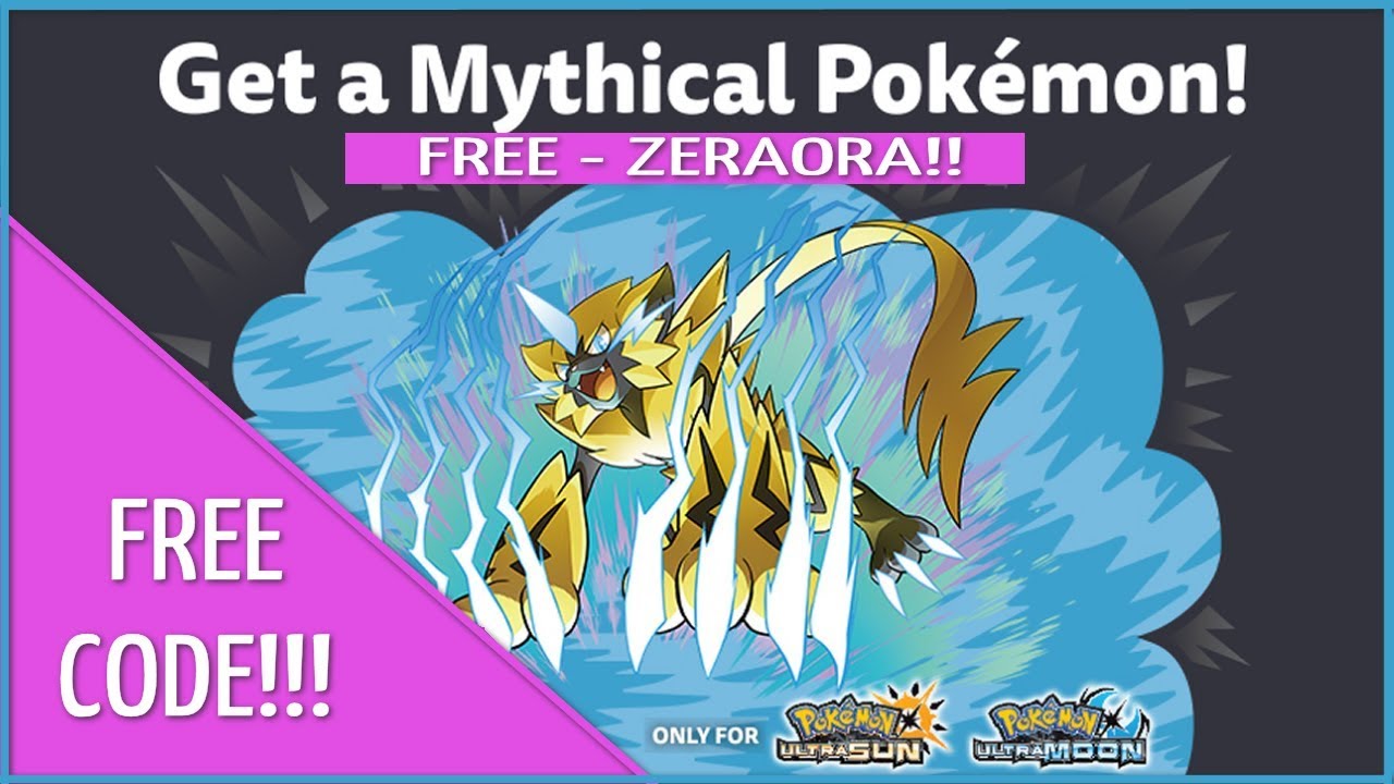 Free Mythical Pokémon Ultra Sun And Moon Codes Zeraora Good Till Jan 24 2019 Usa Only