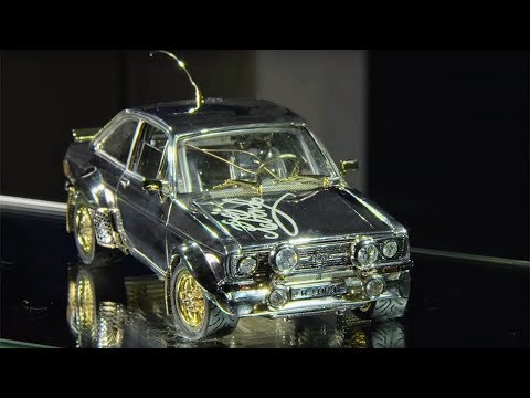 Tiny Classic Ford Escort Made of Gold, Diamonds and Silver