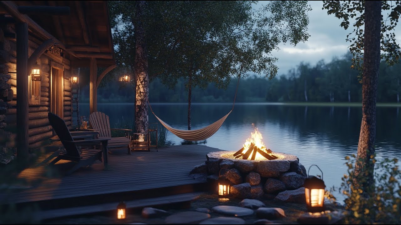 You've Never Relaxed like this Before | Cabin by the Lake Fire Ambience