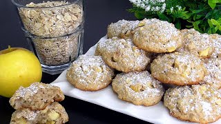 Grab an apple and a glass of oatmeal! No sugar! Delicious healthy cookies in 15 minutes