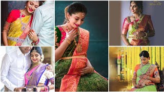 Seemantham photoshoot ideas and saree styling with baby bump pics||Explore Fashion