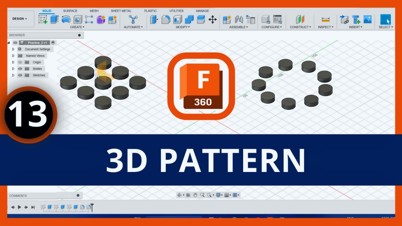 #13 How to Create Complex 3D Patterns | Fusion 360 Tutorial - YouTube