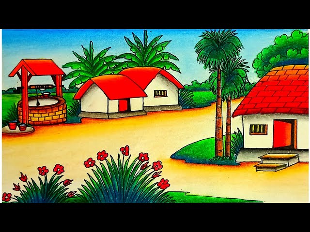 Village scenery drawing landscape hi-res stock photography and images -  Page 14 - Alamy