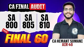 CA Final Audit: SA 800, 805, 810 | Final 60 | Audit Revision | CA Final May 2026 | CA Hemant Somani