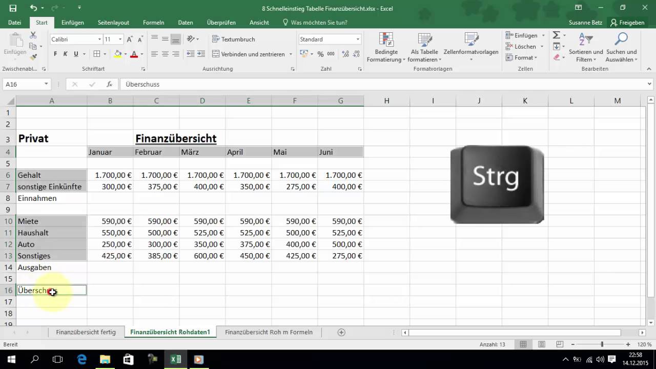 Excel für den Einsatz im Büro | #009 Schnelleinstieg T1 ...