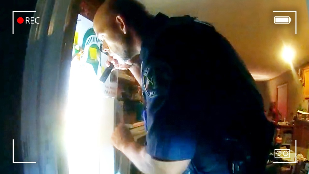 Cop Reaches Into Box, Loses It When He Realizes What's Inside