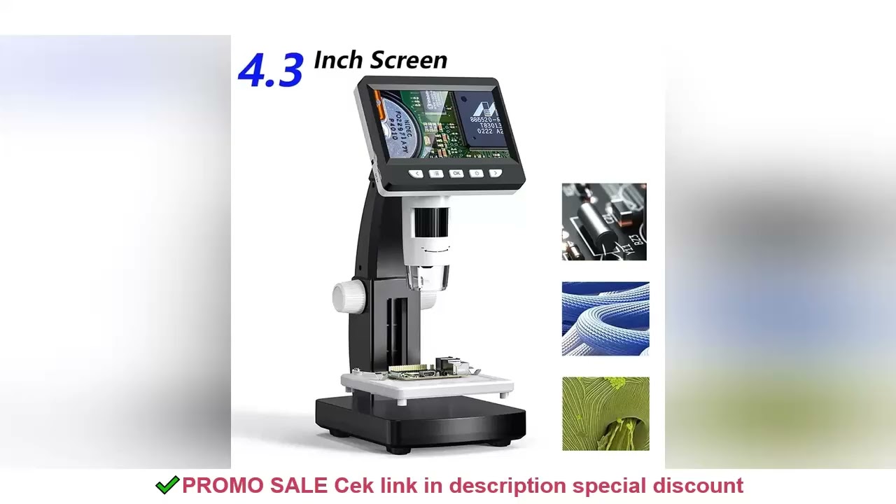 1000X 4.3" LCD Digital Microscope 1080P Coin Microscopio 8 LED Lights USB Magnifier Soldering Repair
