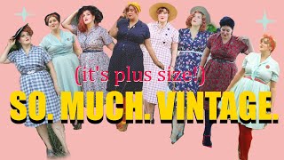 1950s VINTAGE WARDROBE TOUR! HUGE plus size vintage haul from a hoarder house!