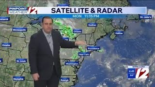 WPRI 12 Weather Forecast for 9/1/26:  Occasional showers today