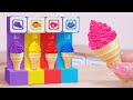 Rainbow ice cream  making best miniature colorful ice cream with yellow duck  mini cakes