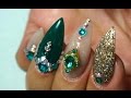 Watch me work! Green & nude colored acrylic nails on me