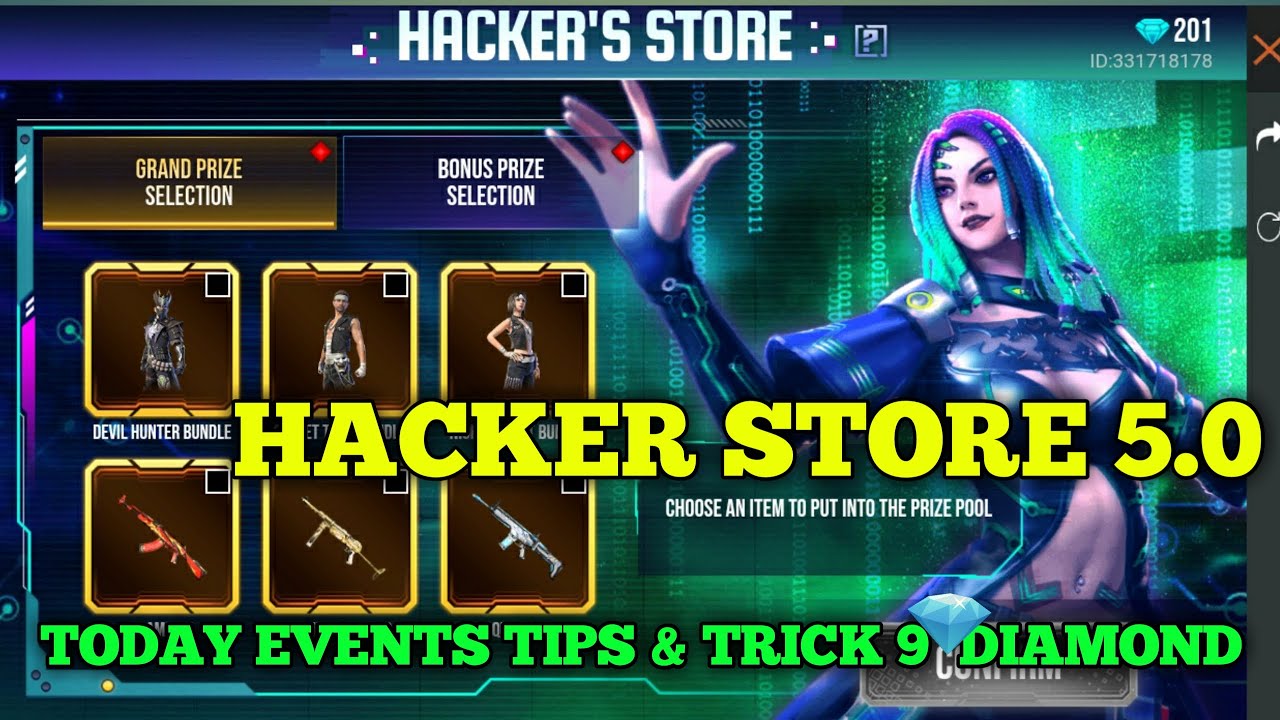 GARENA FREE FIRE HACKER STORE 5.0 || NEW EVENT HACKER STORE FREE FIRE || TIPS & TRICK 9 DIAMOND ONLY
