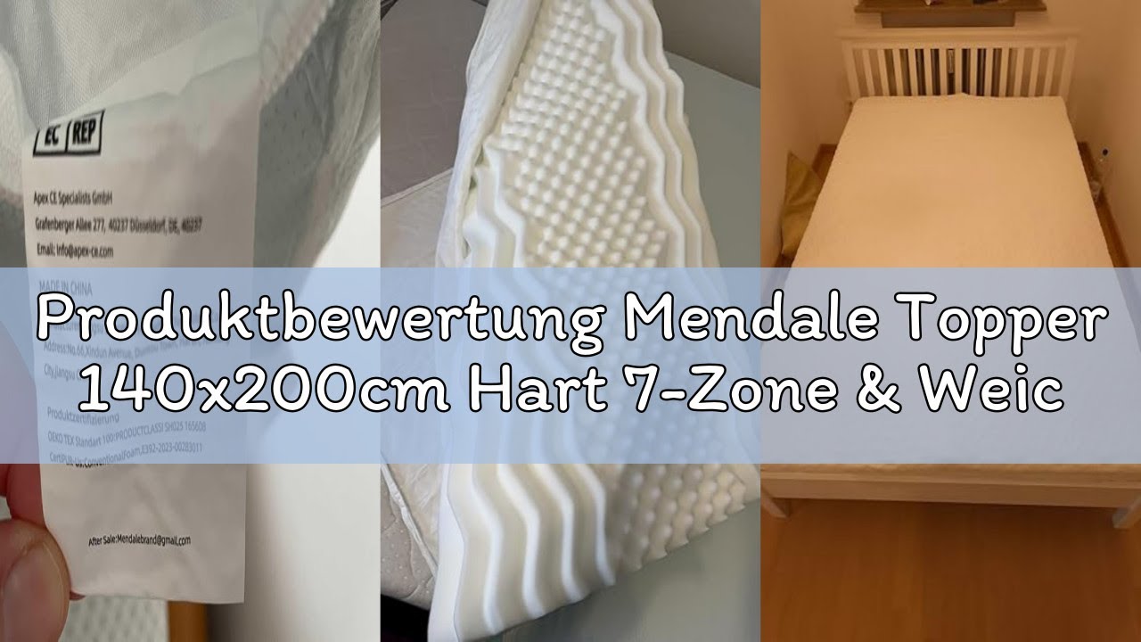 Produktbewertung Mendale Topper 140x200cm Hart 7-Zone & Weich Gel Schaum Dual-Core/Härtegrade, H2&H3