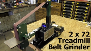 In this video a 2 x 72 belt grinder is made from treadmill parts. type
of very popular with knife makers because it can remove large amo...