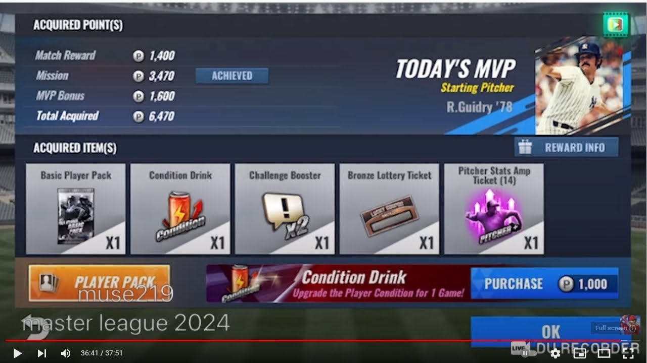 MLB 9 innings 2021 -   Master League 2024 LIve Result And Reward