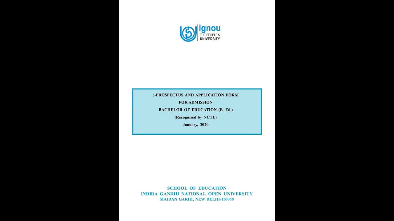 IGNOU E prospectus of B Ed