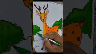 WOW Cute Deer Coloring | Easy Animal Coloring #shorts 🎨✨