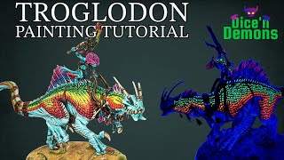 Painting tutorial: Fluorescent Rainbow Troglodon for the Seraphon for Warhammer Age of Sigmar @dicendemons