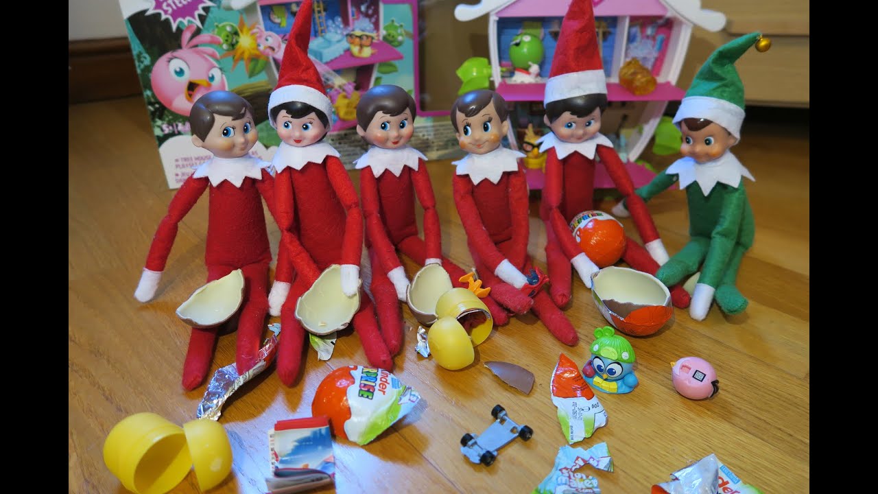 Elf on the shelf open their kinder surprise YouTube