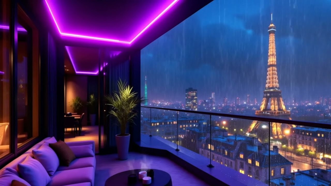 Night Paris Balcony ☕ Chill Lofi Music for Deep Focus & Relax | Lofi Rain Playlist