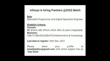 Infosys Openings for 2022 Batch #Shorts