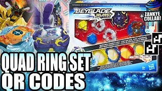 QR CODES QUAD RING SET + COLLAB C/ ZANKYE! BEYBLADE BURST APP QR CODES