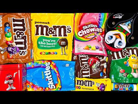 Satisfying Video | Rainbow Unpacking Rare Packs and Boxes with Munz, M&M'S and Skittles Candy ASMR