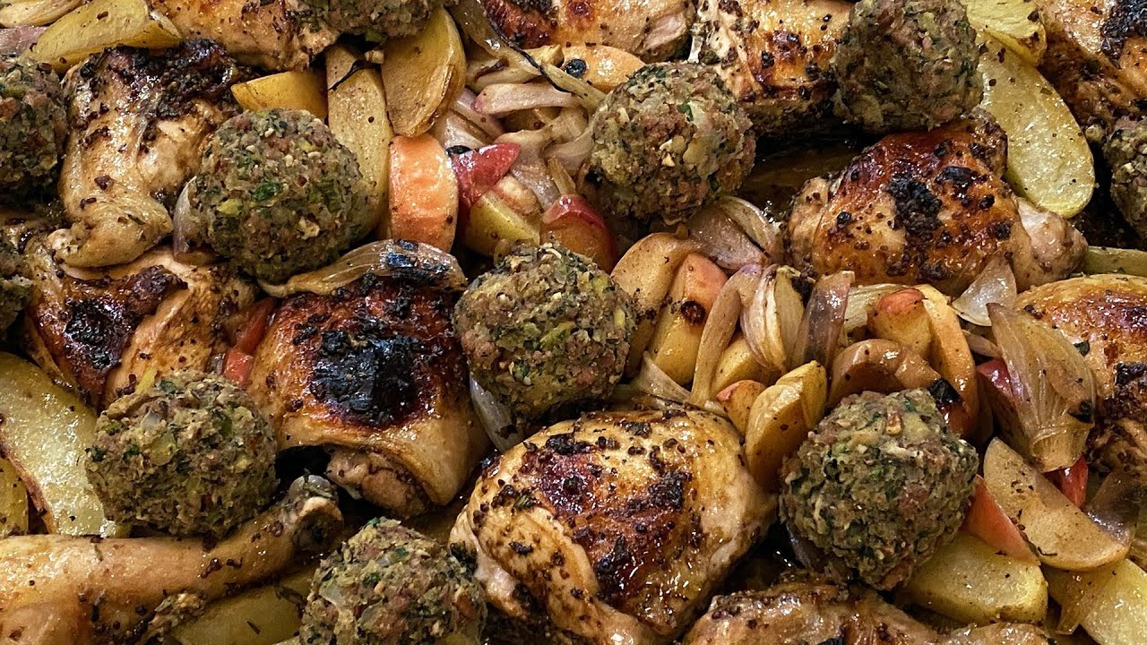 How To Make a Chicken Tray Bake With Potatoes, Apples + Stuffing Balls | Rachael Ray | Rachael Ray Show