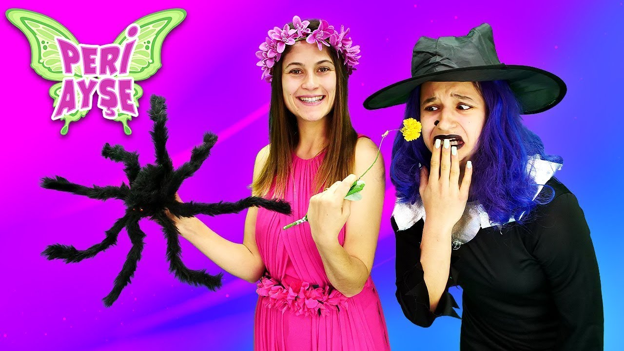 Kız videoları - Peri Ayşe ile çocuk oyunları - Örümceği geri deniz kızına dönüştürüyoruz!