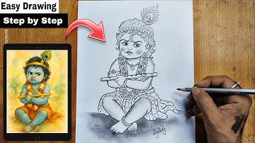 How to Draw Krishna| Krishna Drawing Easy and Beautiful| Best Krishna Drawing
