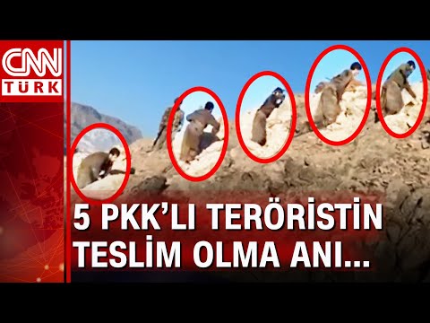 Mehmetçikten kaçamayan 5 PKK'lı terörist işte böyle teslim oldu!
