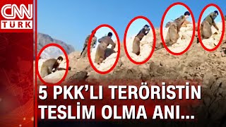 Mehmetçikten kaçamayan 5 PKK'lı terörist işte böyle teslim oldu!