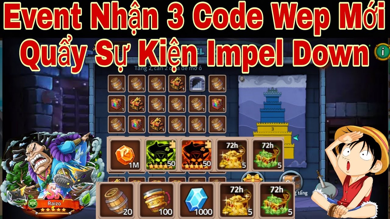 Event Nhận 3 Code Huyền Thoại Hải Tặc Mới | Quẩy Sự Kiện Impel Down Mới Hốt Quà Khủng | ttđp