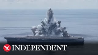 Massive undersea explosion as US Navy tests aircraft carrier